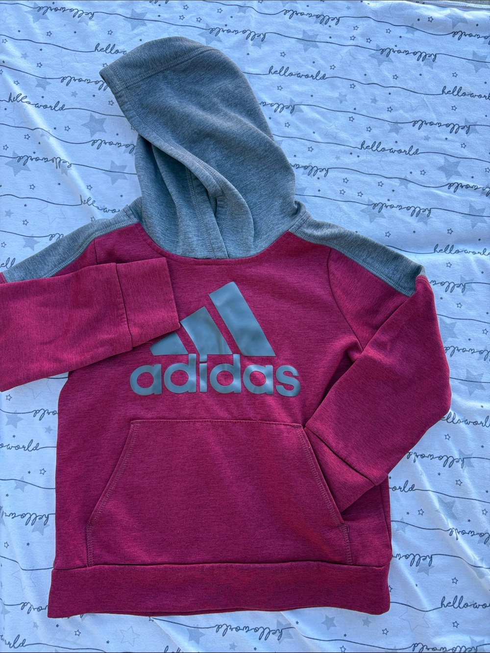 adidas Kids Maroon Hoodie with Gray Hood